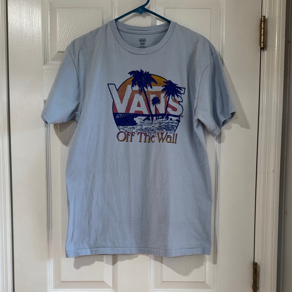 Lot of 2 baby blue Tees one Vans one Huk